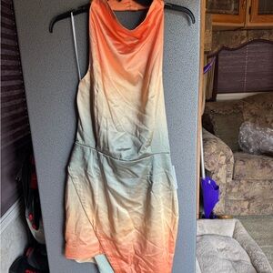 Elliatt Backless Gradient Dress - Orange and Blue